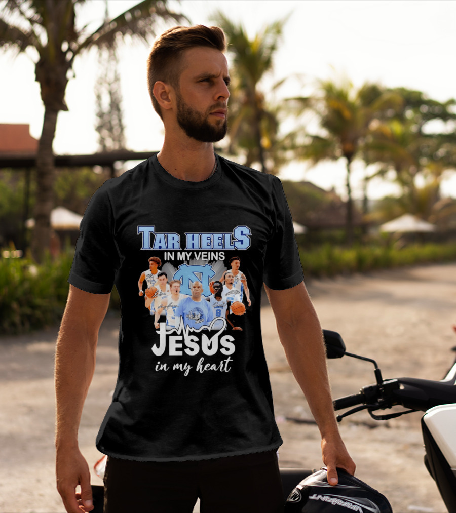 Tar Heels In My Veins Hubert Davis Jesus In My Heart T-Shirt