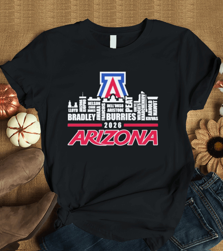 Arizona Wildcats 2026 City Names Bradley Burries Skyline T-Shirt