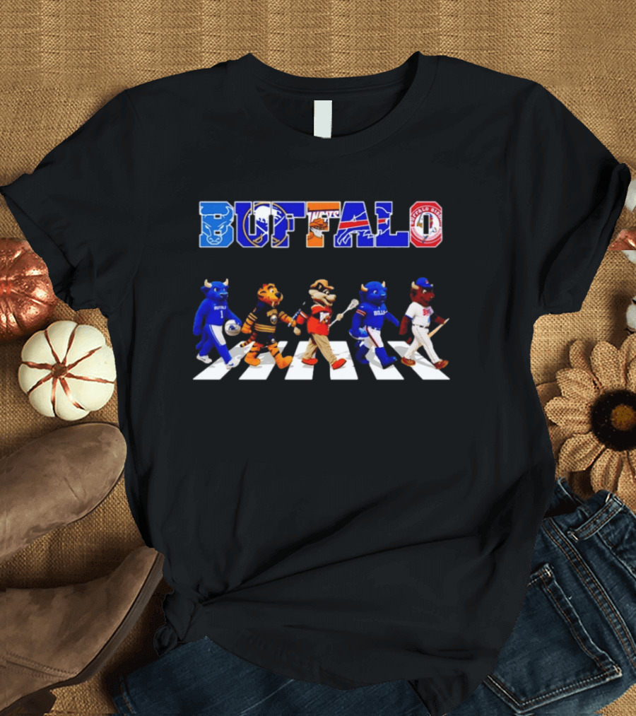 Buffalo Bills Sabres Bisons Mascots Abbey Road T-Shirt
