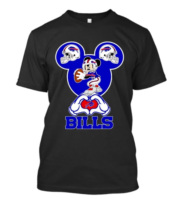 Buffalo Bills Mickey Mouse Football Heart Hands T-Shirt