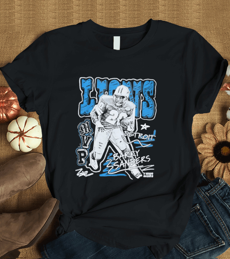 Detroit Lions MVP Barry Sanders Mitchell & Ness Chalked Up T-Shirt