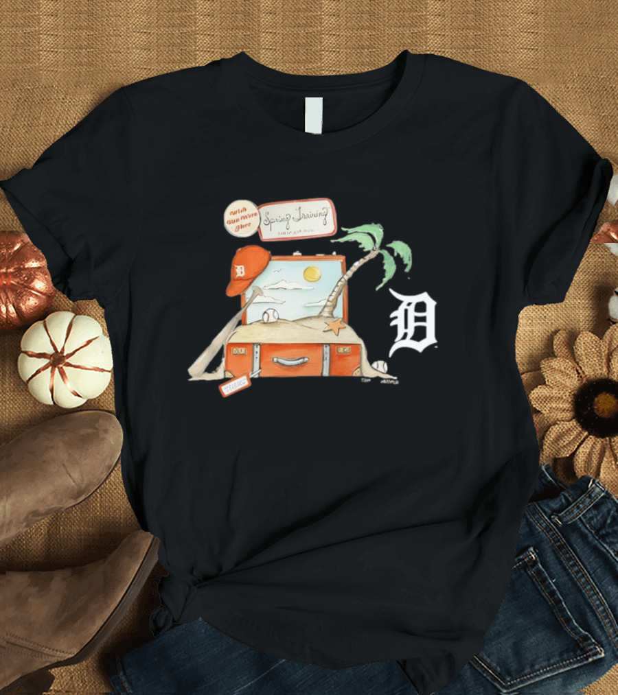 Detroit Tigers Tiny Turnip 2026 Spring Training Palm Tree Baseball Vintage Suitcase T-Shirt