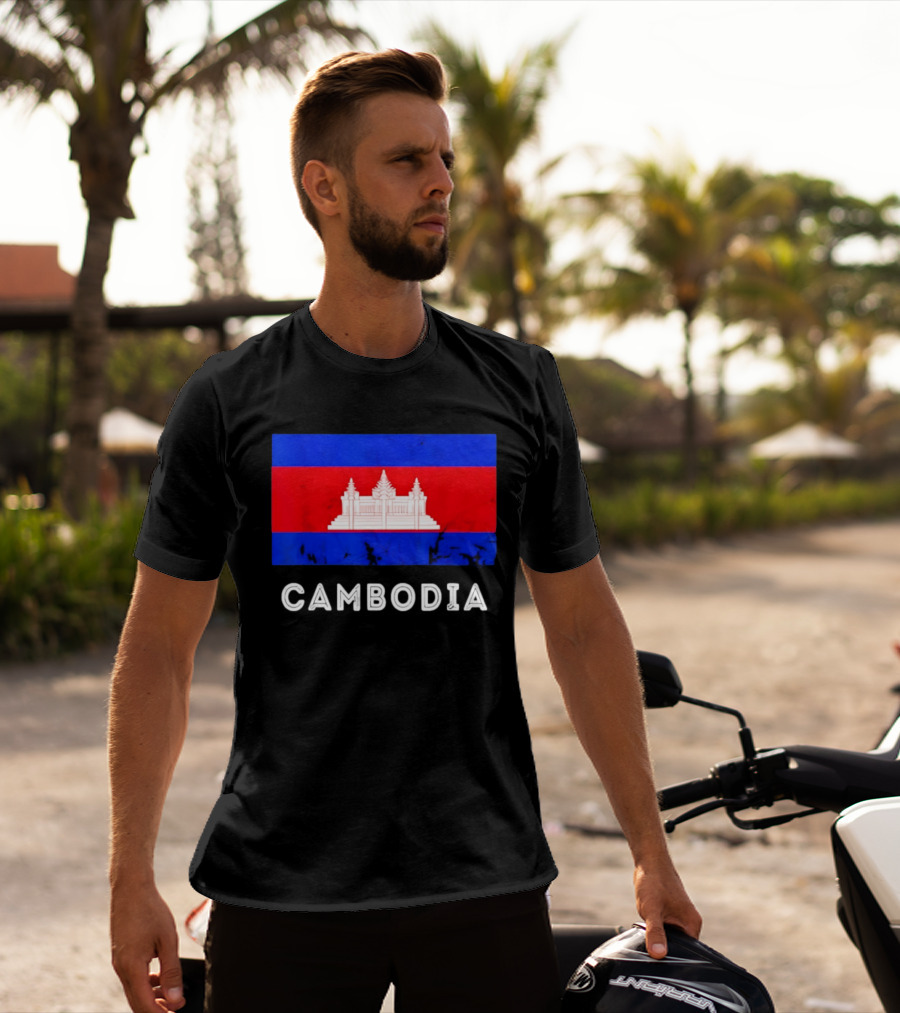 Cambodia Flag With Angkor Wat T-Shirt