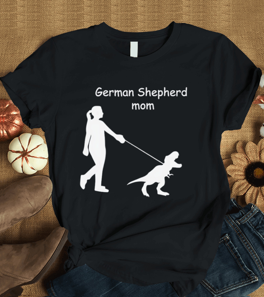 German Shepherd Mom Dinosaur Walking T-Shirt