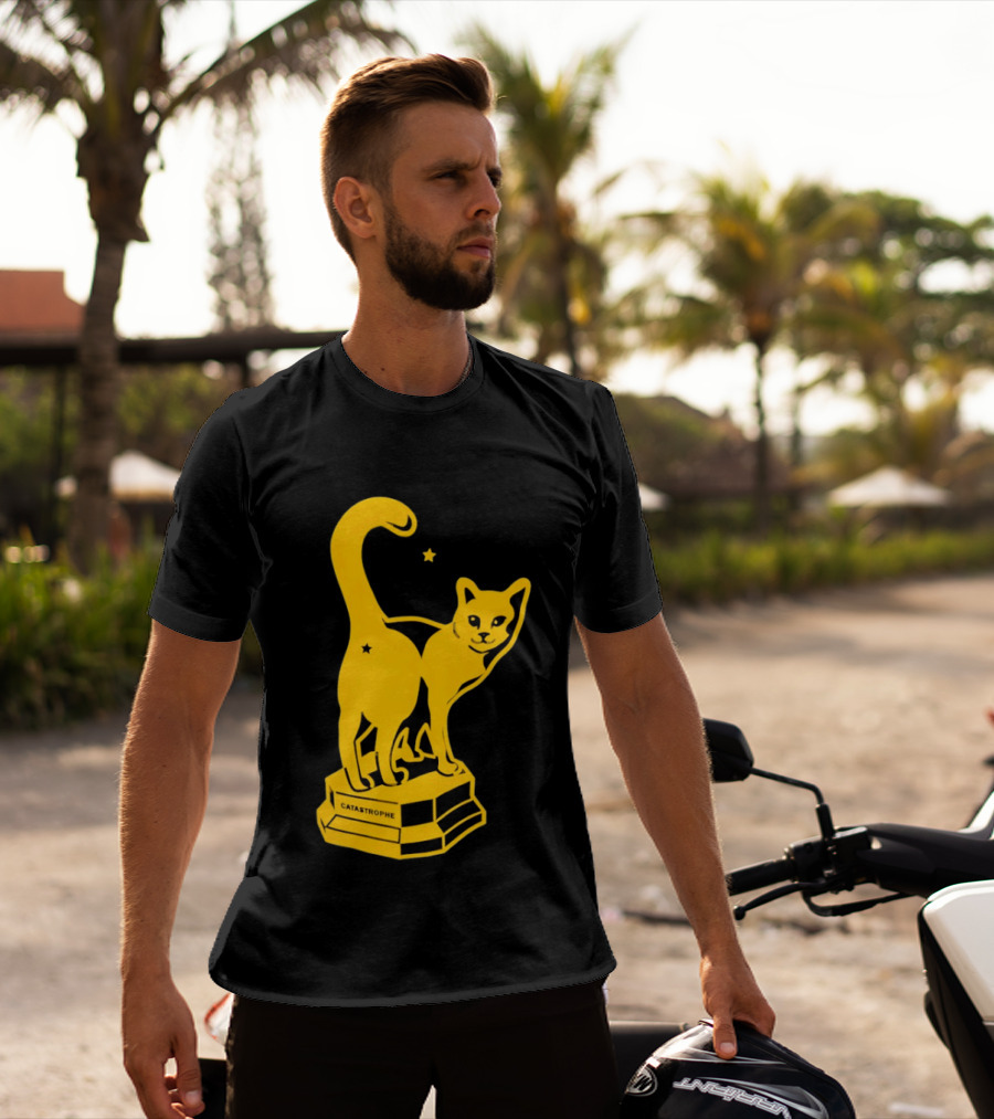 Catastrophe Cat Trophy Black Yellow Star Award T-Shirt