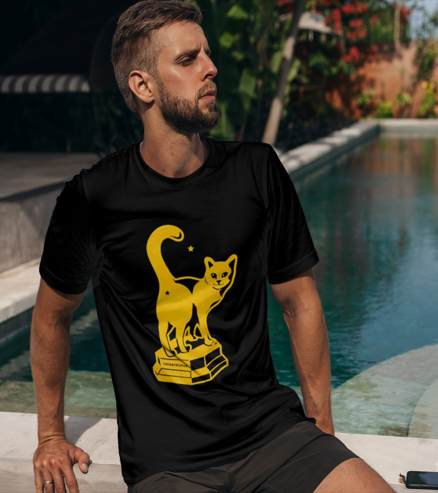 Catastrophe Cat Trophy Black Yellow Star Award T-Shirt