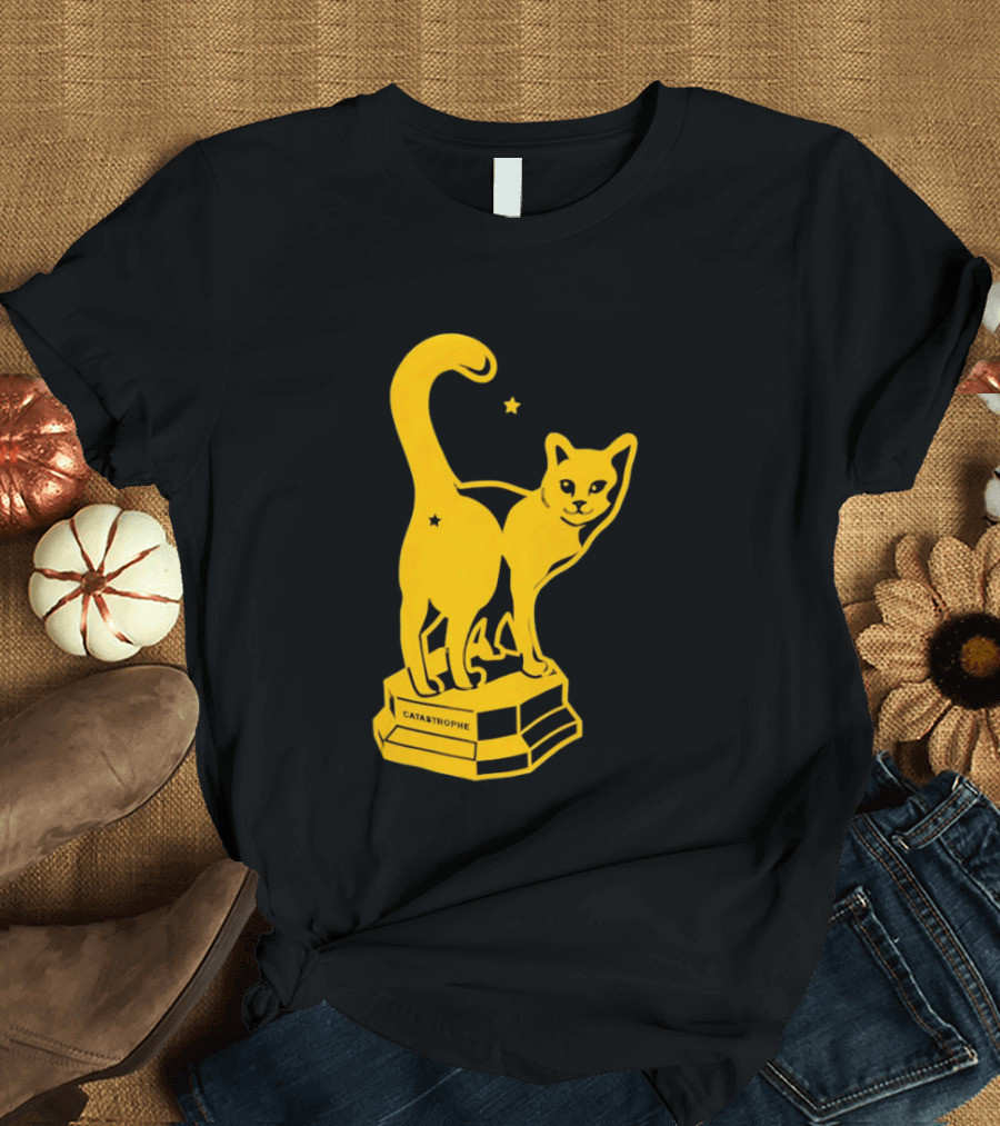 Catastrophe Cat Trophy Black Yellow Star Award T-Shirt
