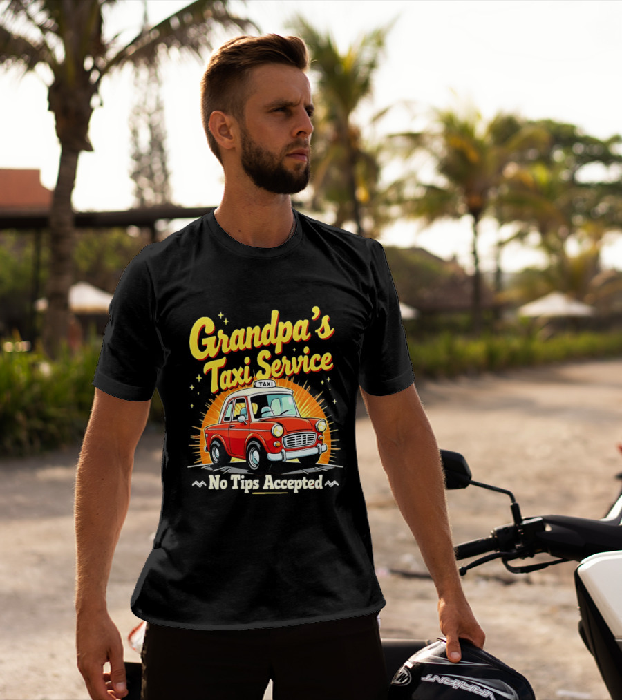 Grandpa's Taxi Service No Tips Accepted Vintage Car T-Shirt