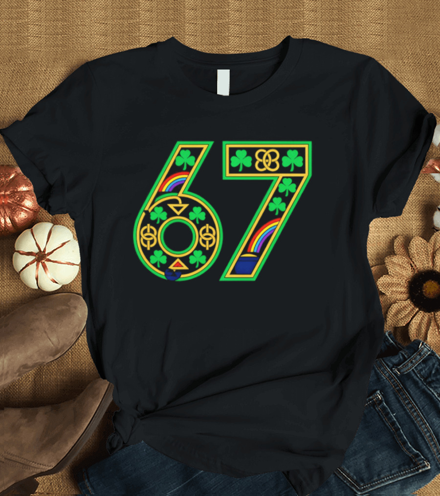 Celtic 67 Shamrock Irish Clover St Patrick's Day Rainbow T-Shirt