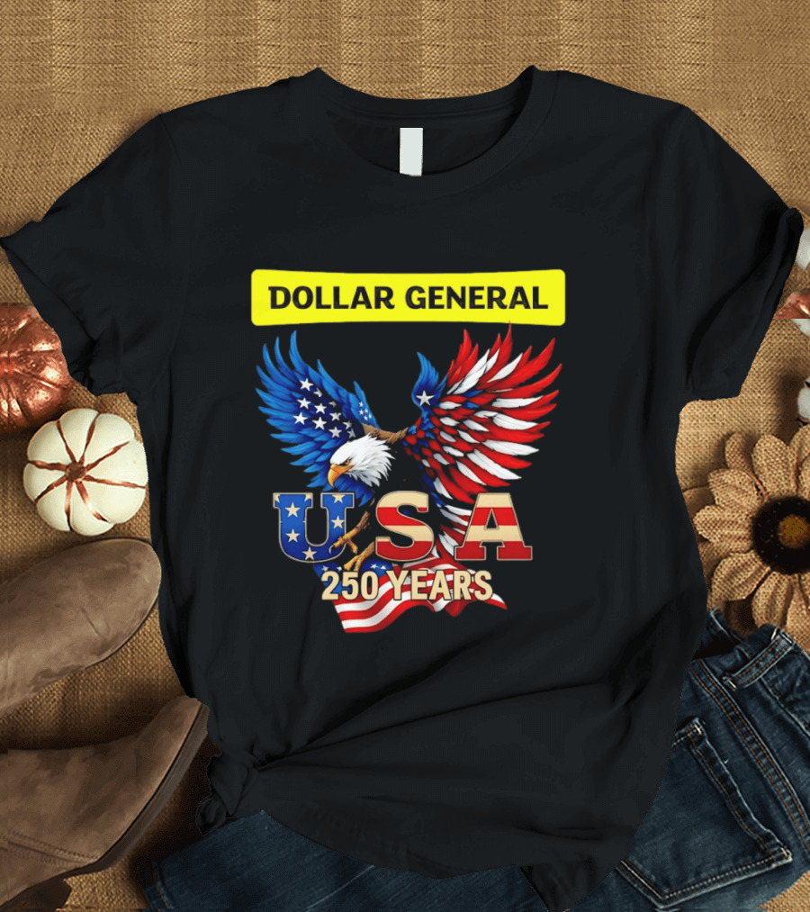 Dollar General Eagle USA 250 Years Of America Flag T-Shirt