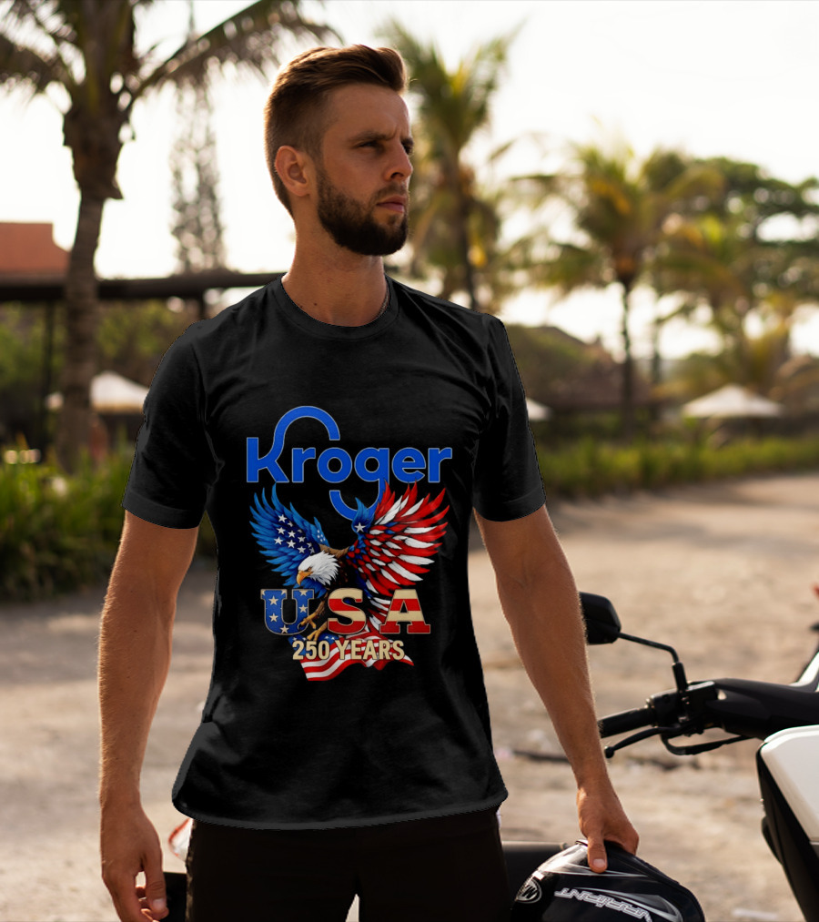 Kroger Eagle USA 250 Years American Flag T-Shirt