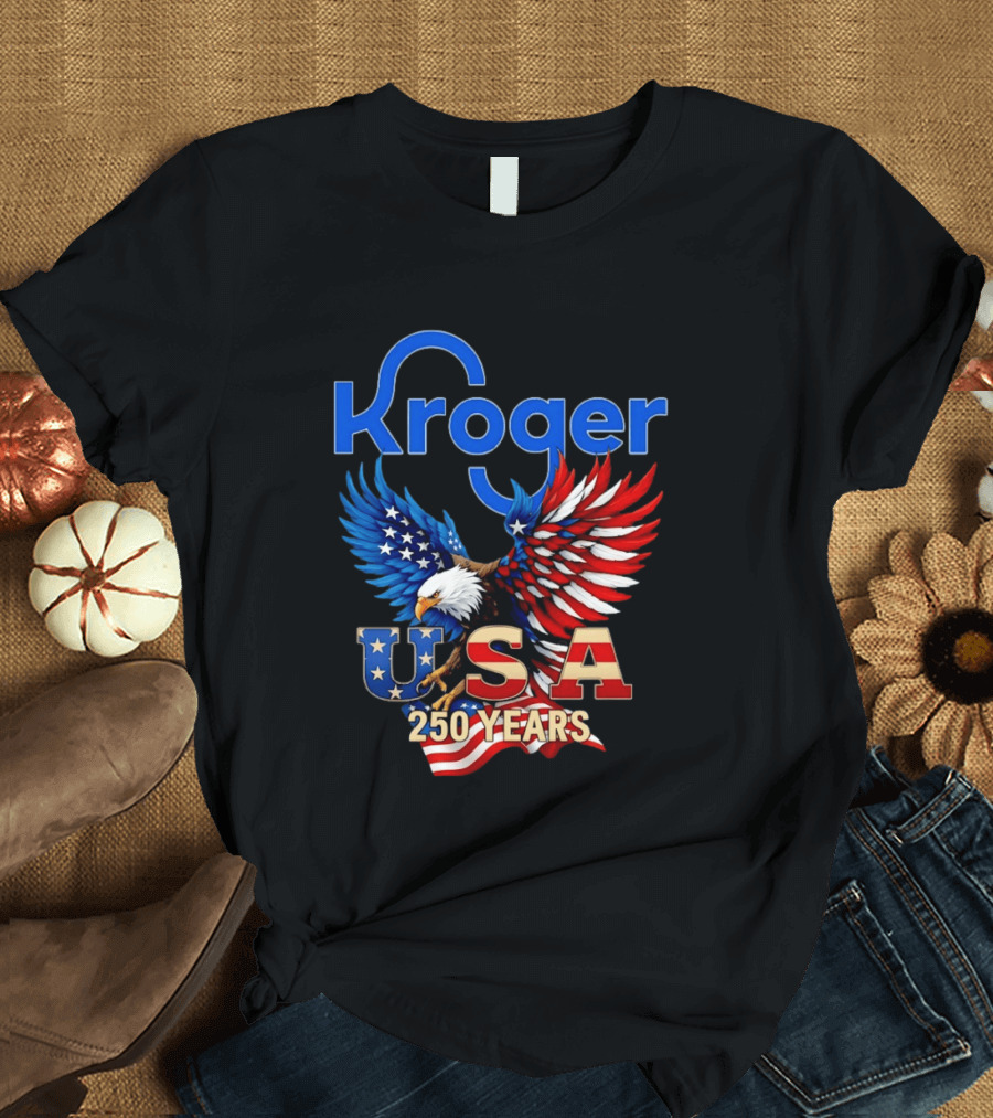 Kroger Eagle USA 250 Years American Flag T-Shirt