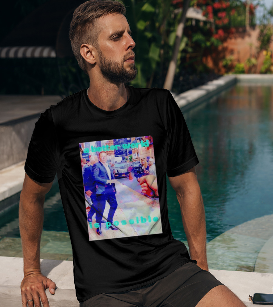 Elon Musk A Better World Is Possible Urban Street Scene T-Shirt