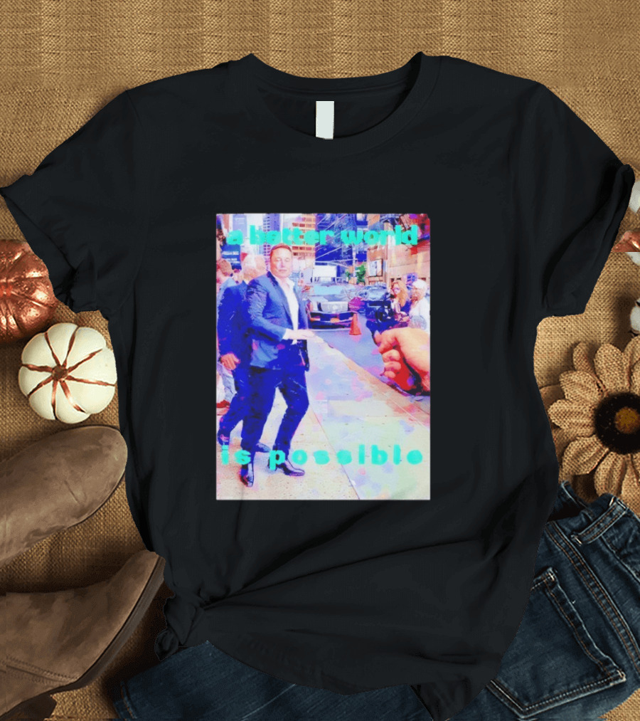 Elon Musk A Better World Is Possible Urban Street Scene T-Shirt