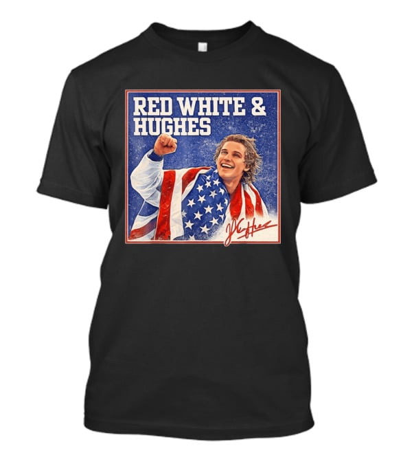 Red White & Hughes USA Jack Hughes Signature Fist Pump Celebration T-Shirt