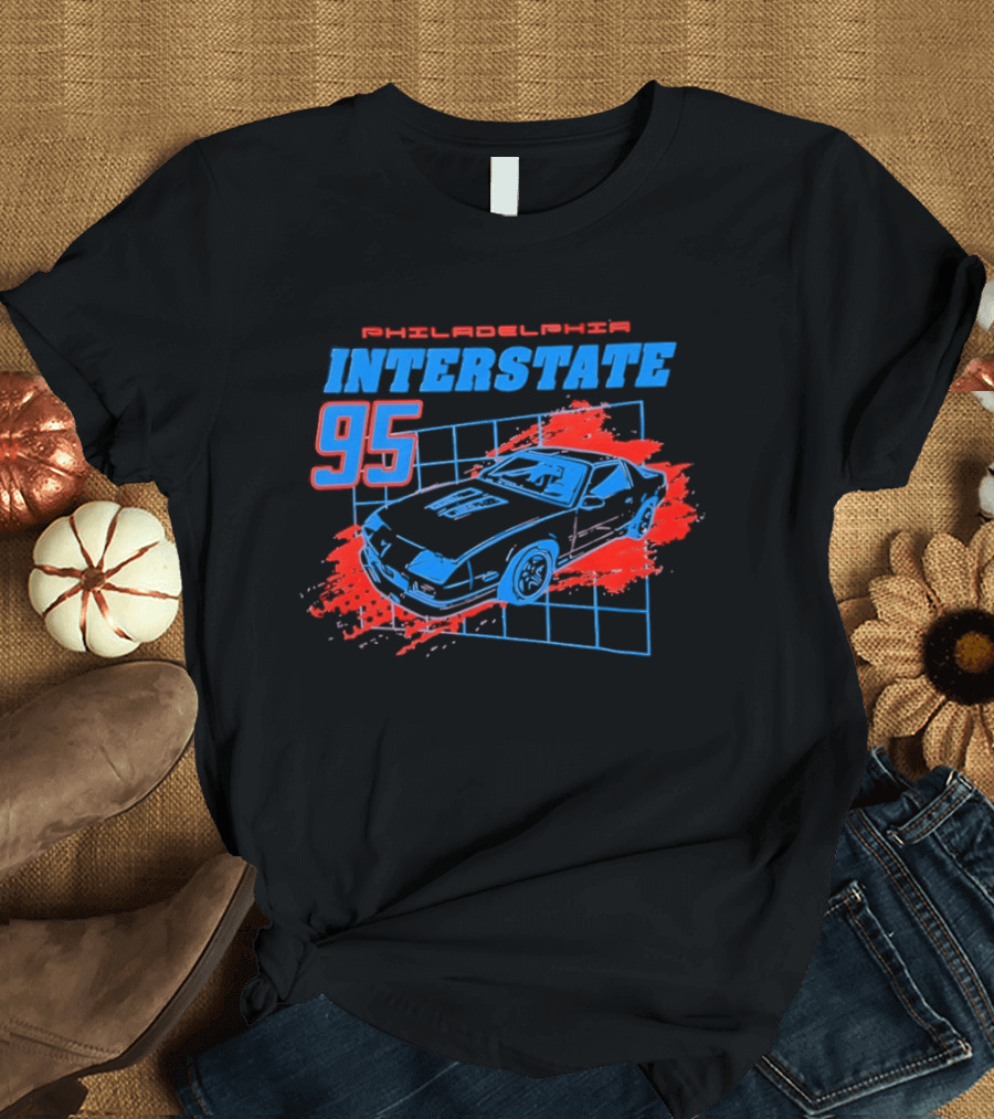 Philadelphia Interstate 95 Vintage Car Racer T-Shirt