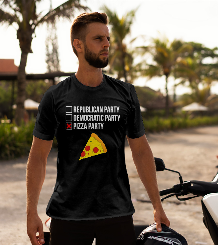 Republican Party Democratic Party Pizza Party Funny Pizza Slice Voter Humor T-Shirt