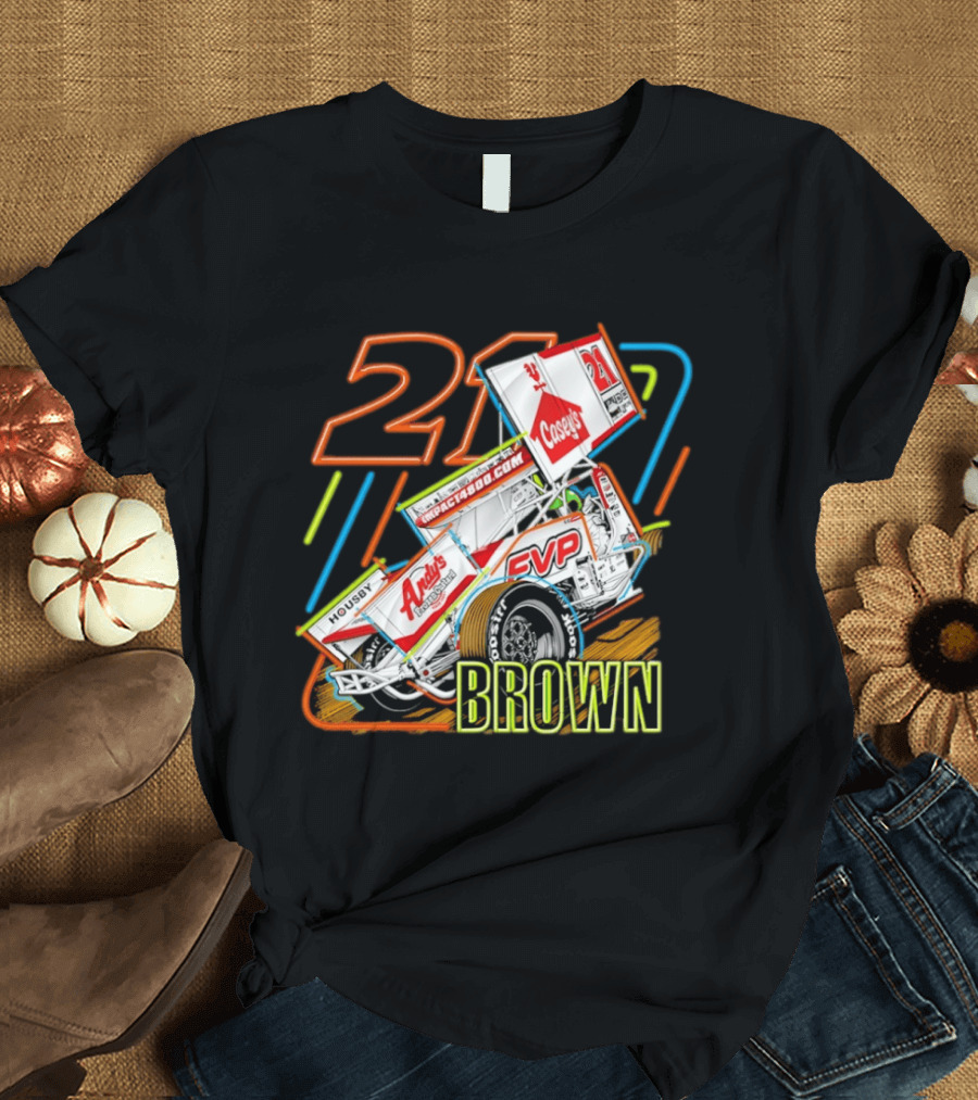 Sprint Car 21 Brown Andy's Casey's Impact 4800 Racing T-Shirt