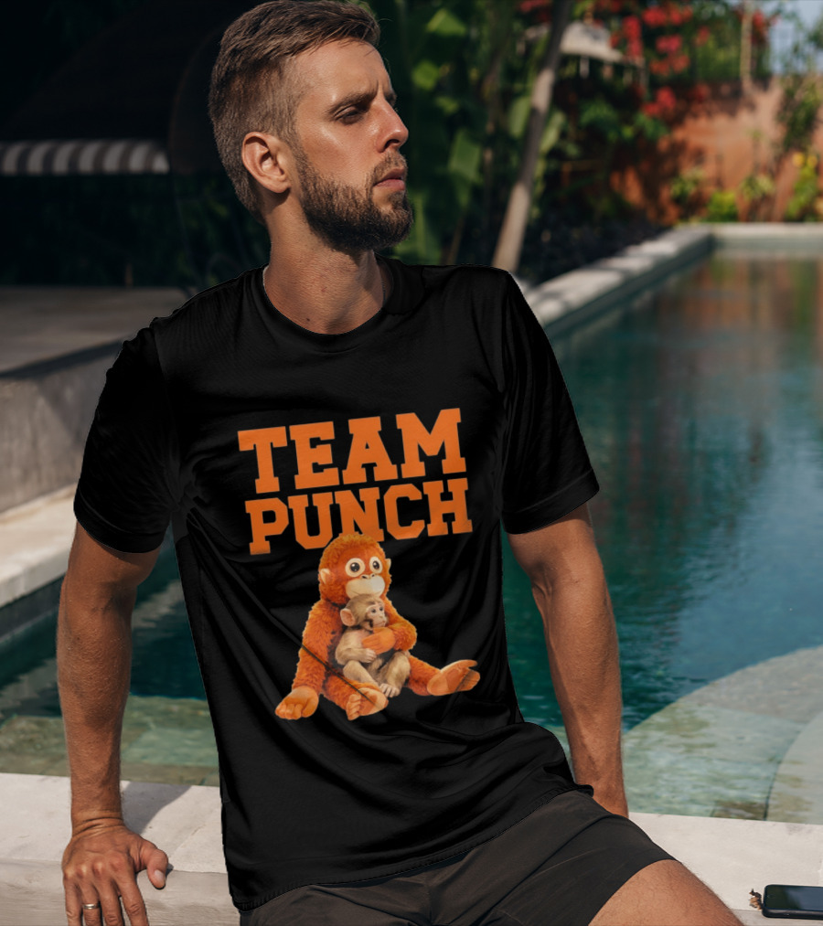 Team Punch Monkey Hugging Plush Toy T-Shirt