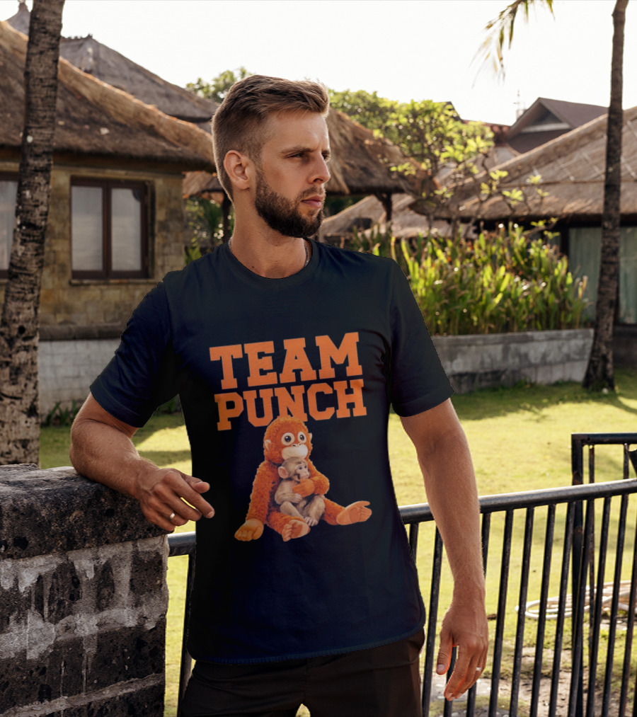 Team Punch Monkey Hugging Plush Toy T-Shirt