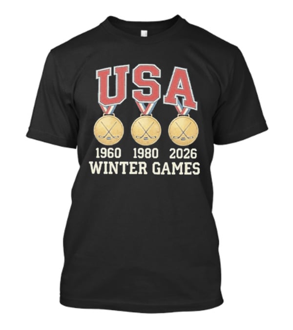 USA Hockey Winter Games Gold Medals 1960 1980 2026 T-Shirt