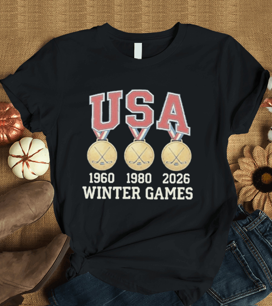 USA Hockey Winter Games Gold Medals 1960 1980 2026 T-Shirt