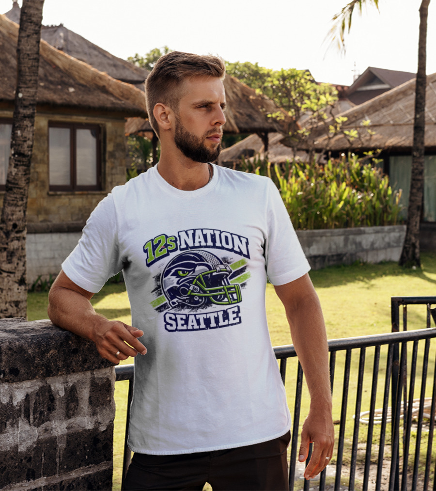 12s Nation Seattle Football Helmet Seahawks T-Shirt