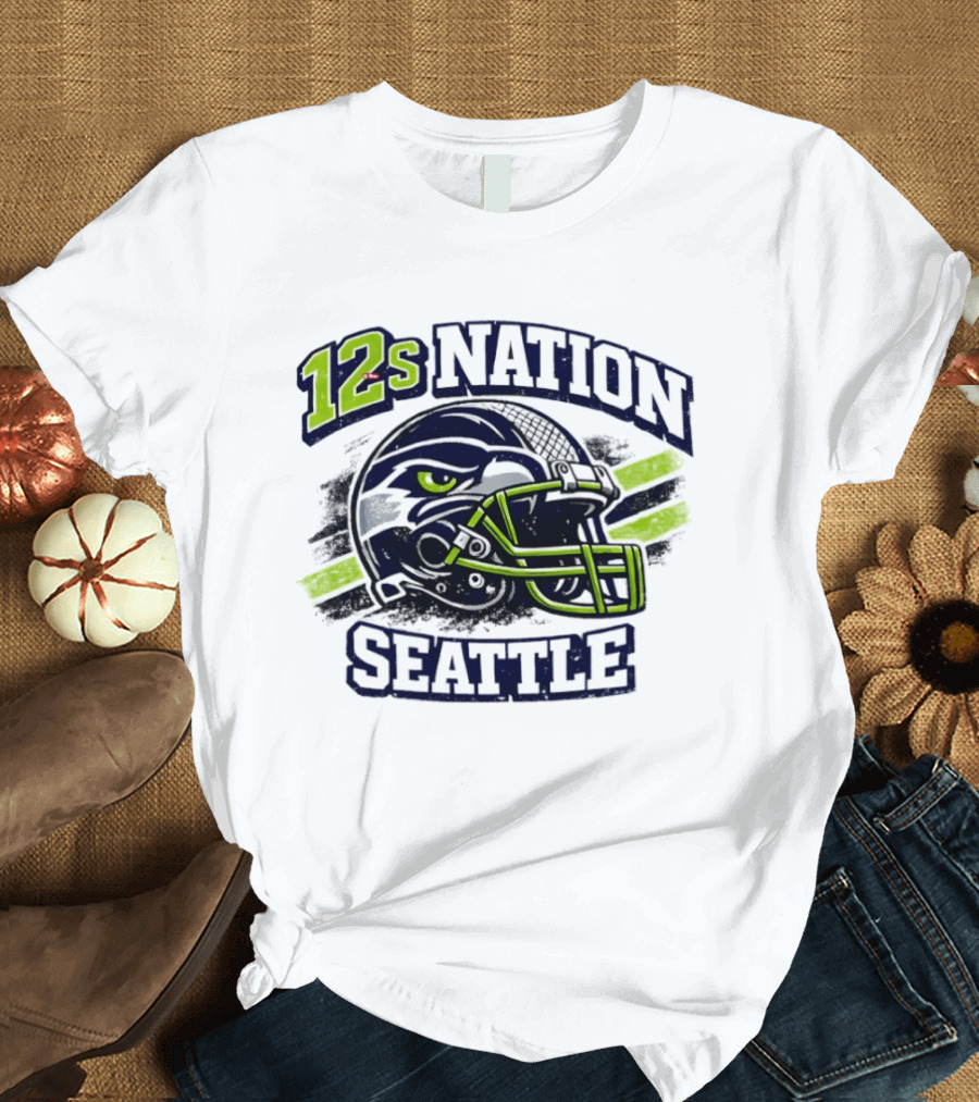 12s Nation Seattle Football Helmet Seahawks T-Shirt