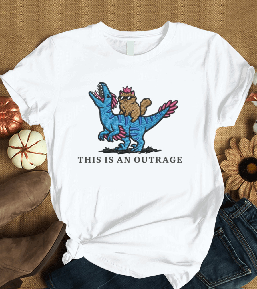 Cat Lover Embroidered Princess Donut And Mongo Dinosaur Outrage T-Shirt