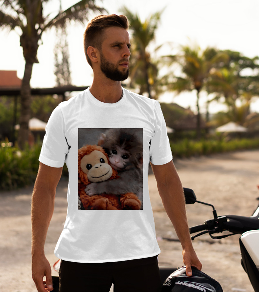 I Love Punch Monkey Hugging Stuffed Monkey T-Shirt