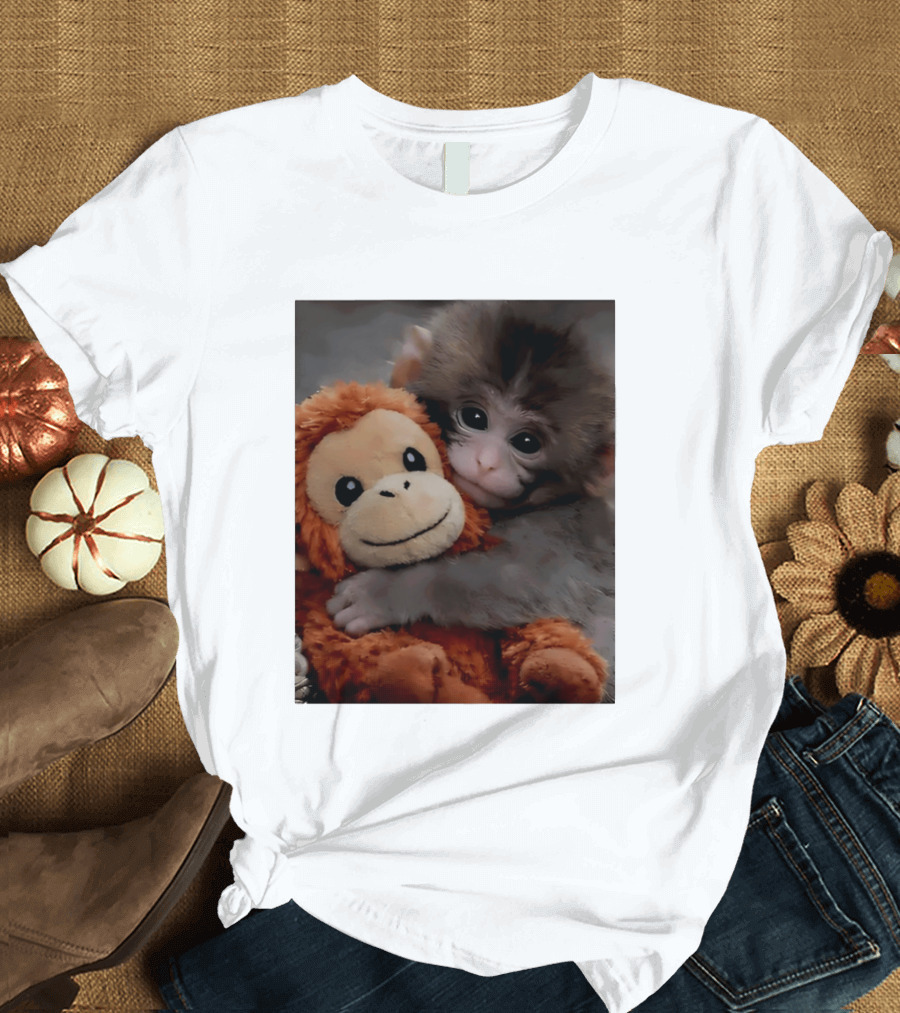I Love Punch Monkey Hugging Stuffed Monkey T-Shirt