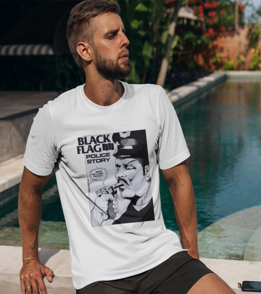 Black Flag Police Story Make Me Come OKC's Finest Raymond Pettibon Two Eagles Keepsake T-Shirt