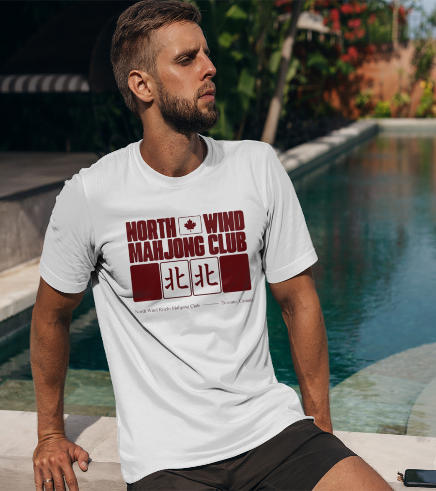 North Wind Mahjong Club Toronto Canada Maple Leaf Symbol Chinese Characters T-Shirt