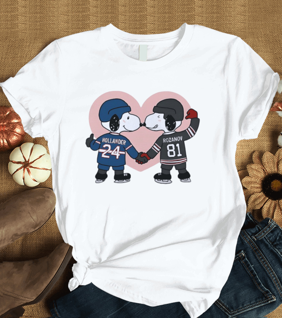 Snoopy Hockey Romance With Ilya Rozanov And Shane Hollander T-Shirt