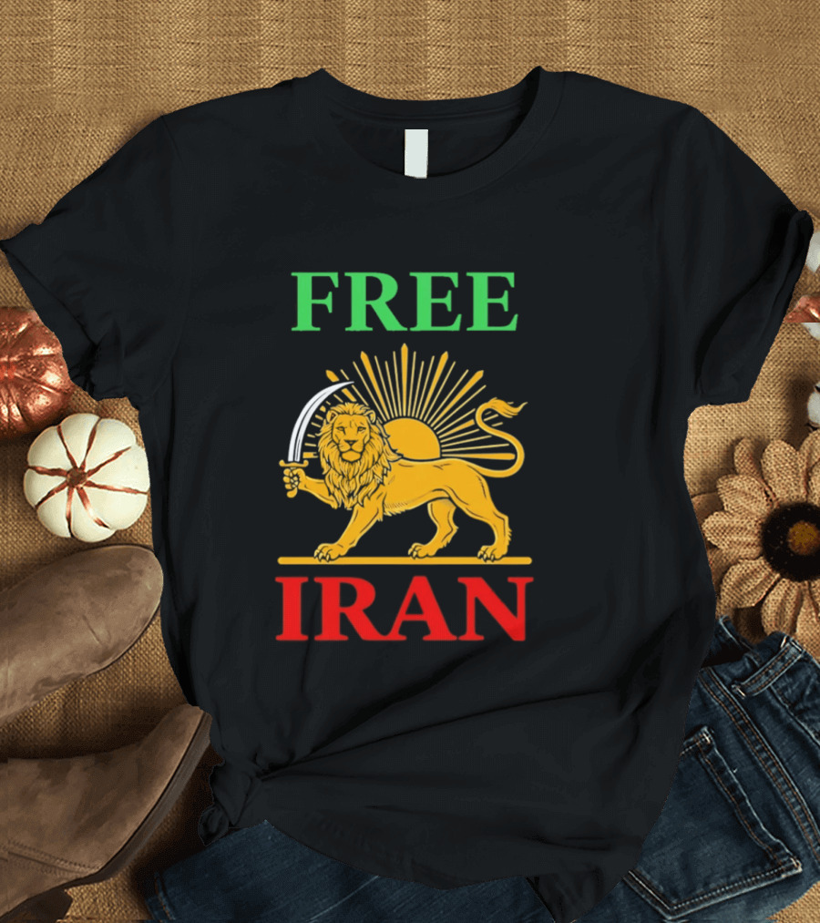 Free Iran Lion And Sun Shir O Khorshid T-Shirt