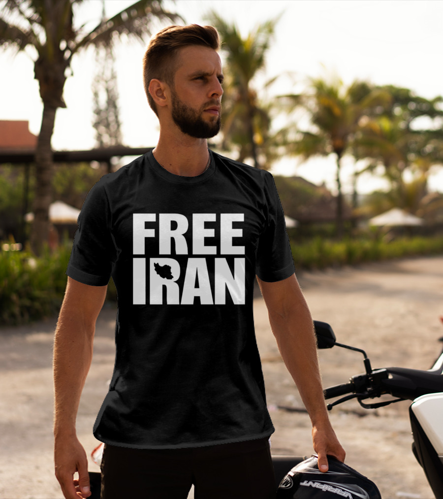 Free Iran Text With Map Inside Minimalist Solidarity Message T-Shirt