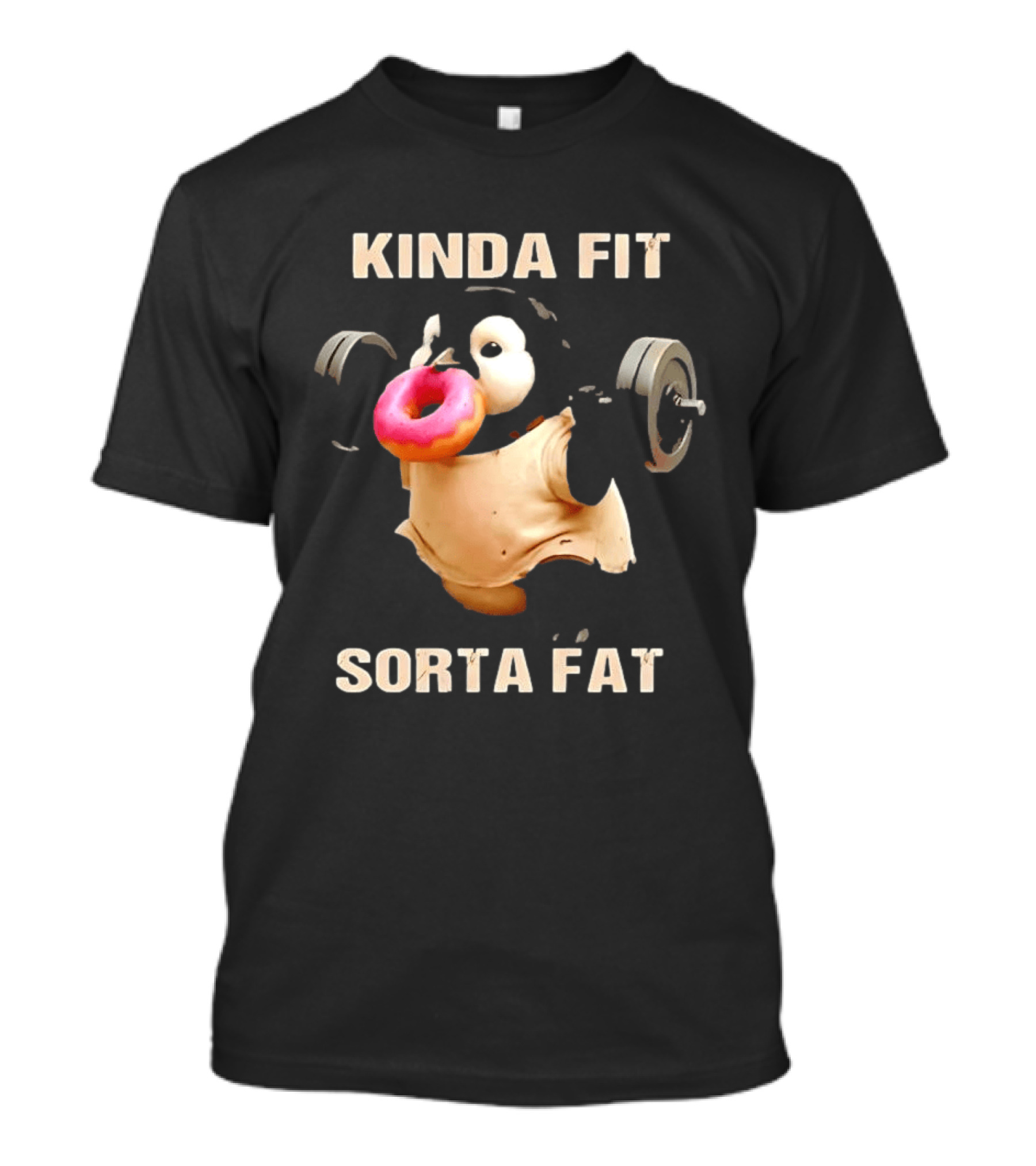 Kinda Fit Sorta Fat Penguin Deadlift Donut Fitness Humor T-Shirt