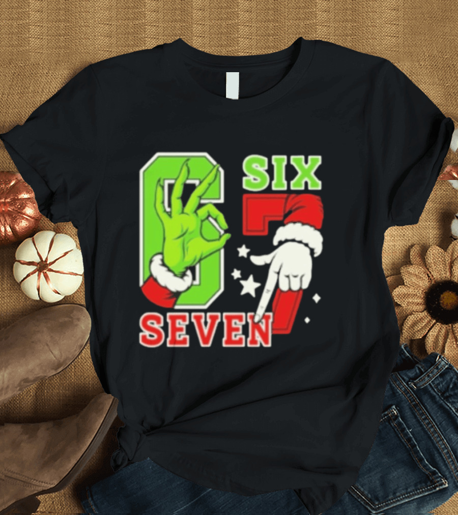 Grinch Santa 67 Six Seven Christmas TikTok Trending T-Shirt