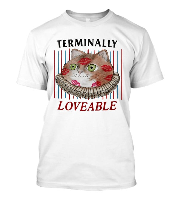 Terminally Loveable Cat With Lipstick Kisses And Collar T-Shirt