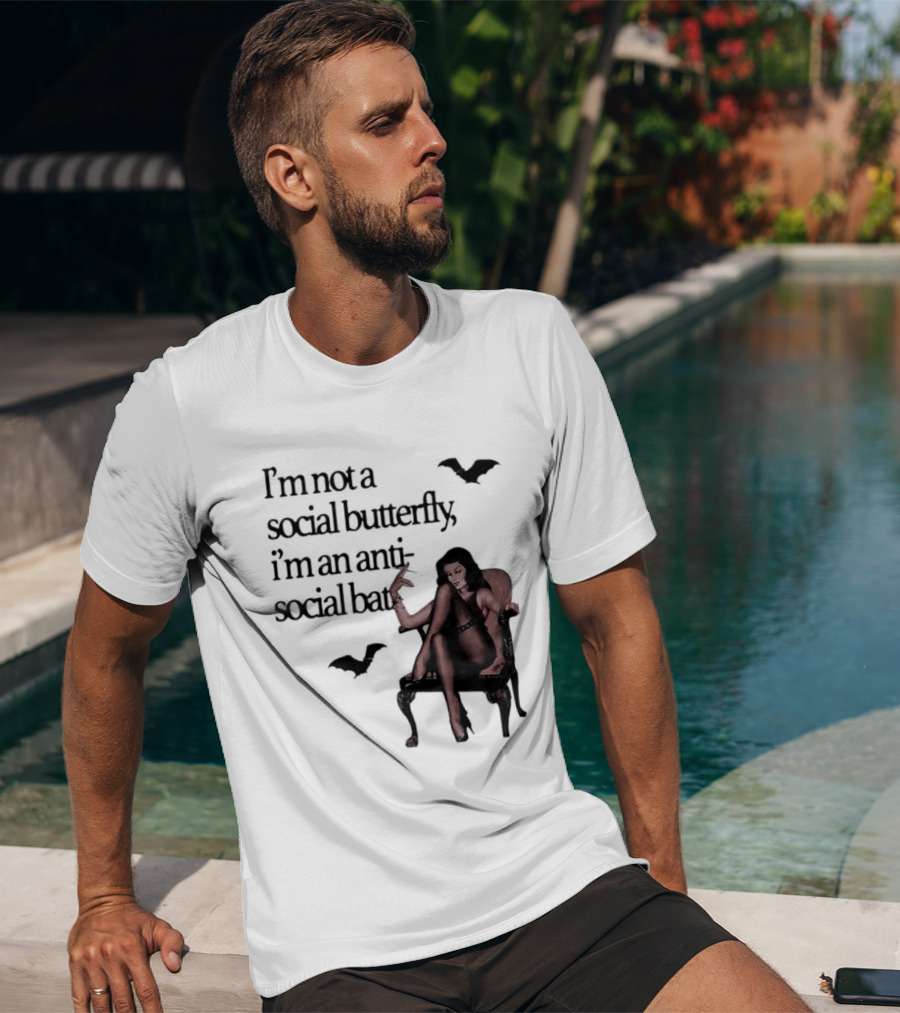 I'm Not A Social Butterfly I'm An Antisocial Bat With Bat And Woman T-Shirt