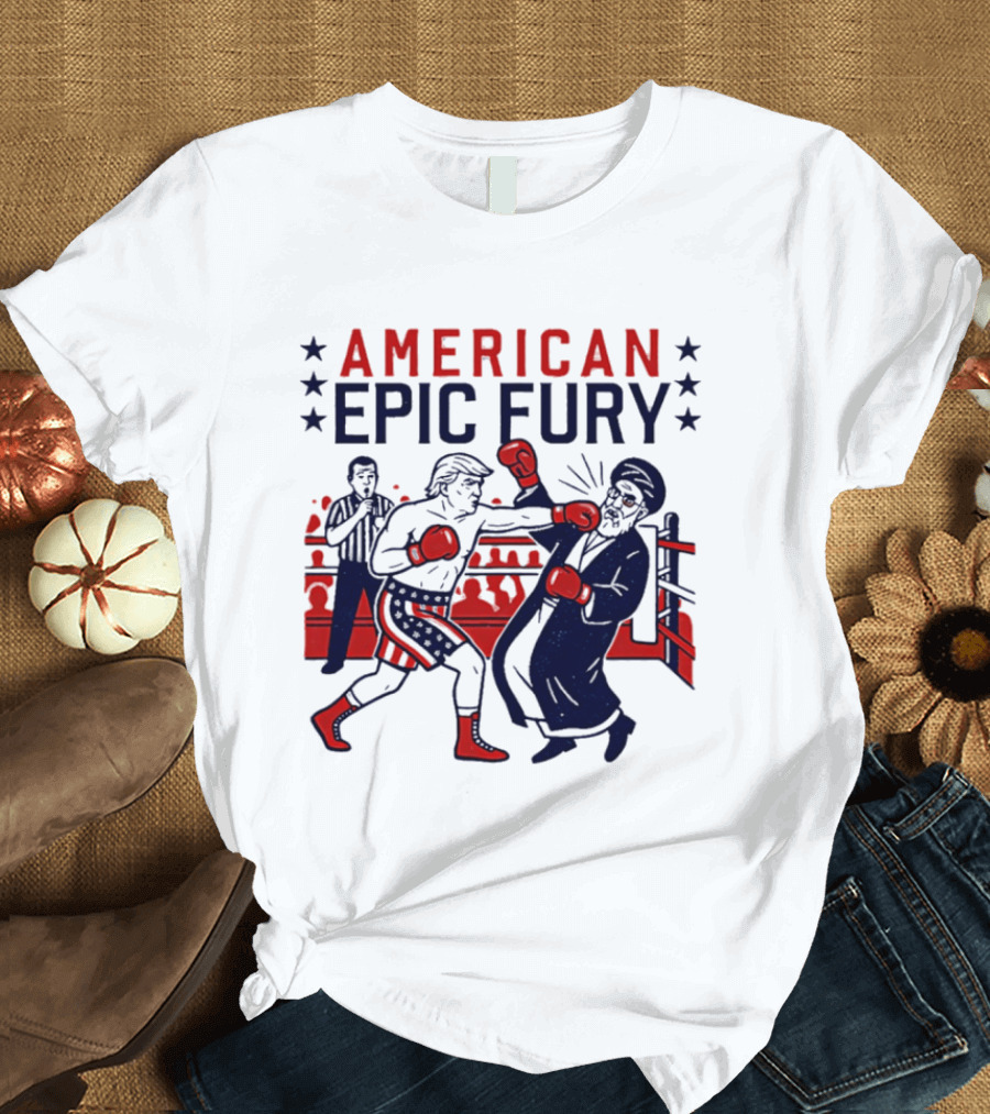 American Epic Fury Khamenei Vs Trump Boxing Showdown T-Shirt