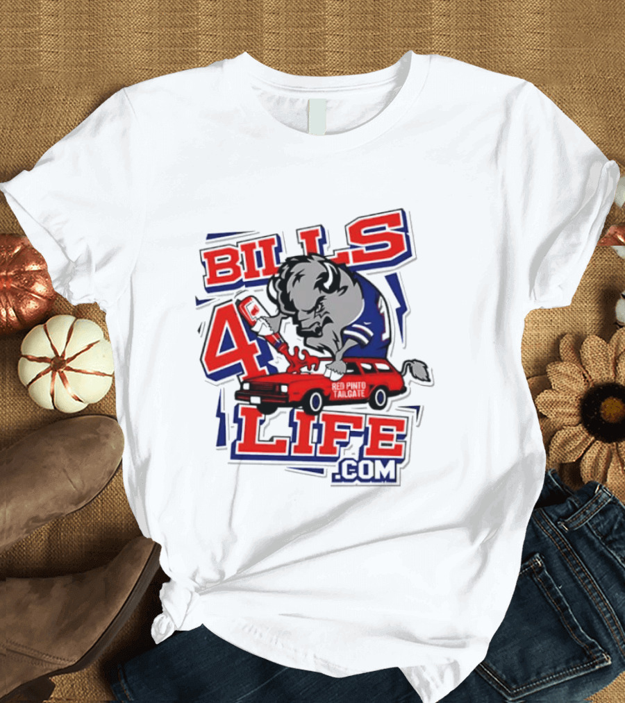 BILLS 4 LIFE COM Buffalo And Jumping Car T-Shirt