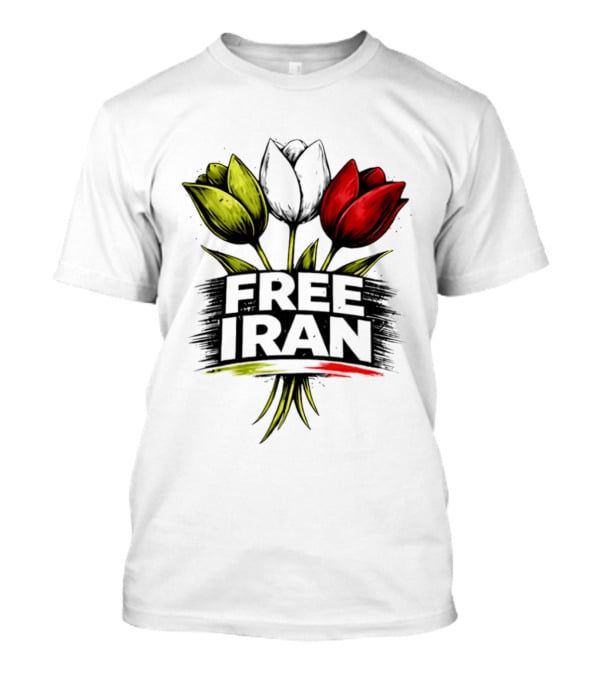 Free Iran Tulips Artwork Bold Protest T-Shirt