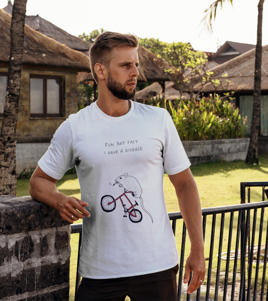 Fun Rat Fact I Have A Disease Rat On Bicycle T-Shirt