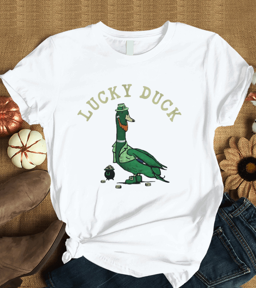 Lucky Duck St Patrick's Day Leprechaun Hat With Irish Coins T-Shirt