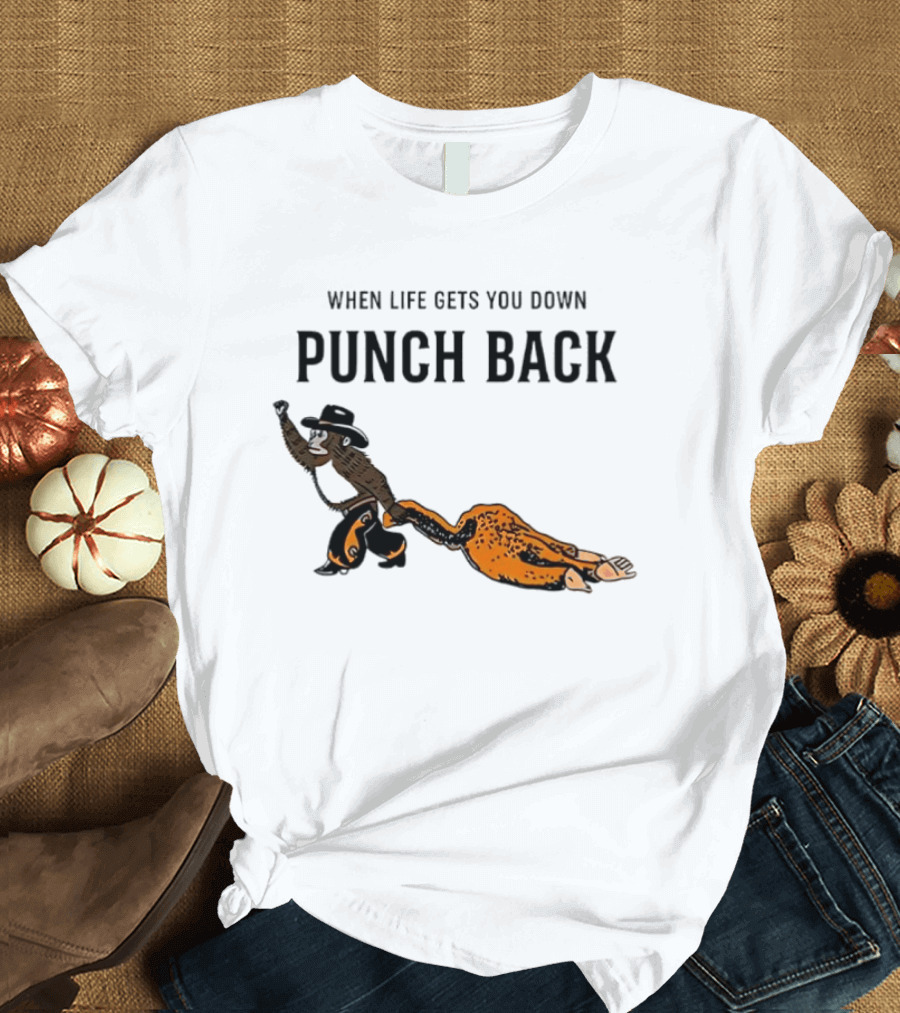 When Life Gets You Down Punch Back Meme Monkey Cowboy T-Shirt