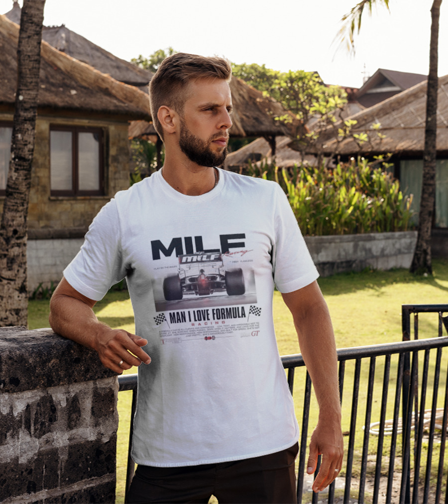 MILF Racing Man I Love Formula Car Racing Flags T-Shirt