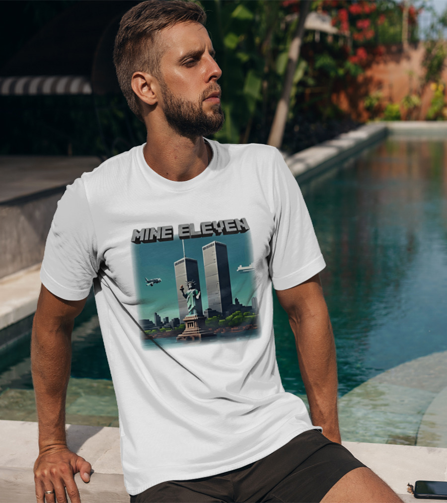 Mine Eleven Liberty Towers Tribute With Statue Of Liberty And Plane T-Shirt