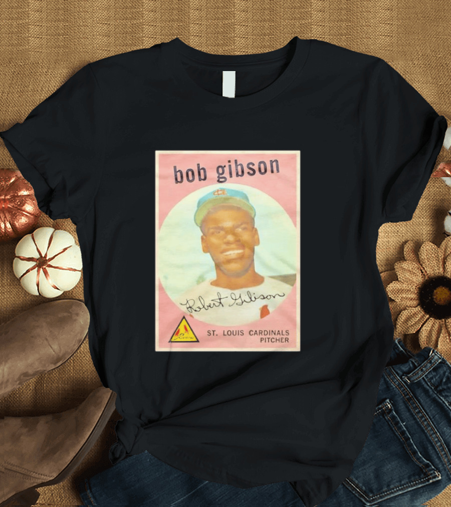 Bob Gibson 1959 St. Louis Cardinals Pitcher Vintage Topps Baseball Card T-Shirt