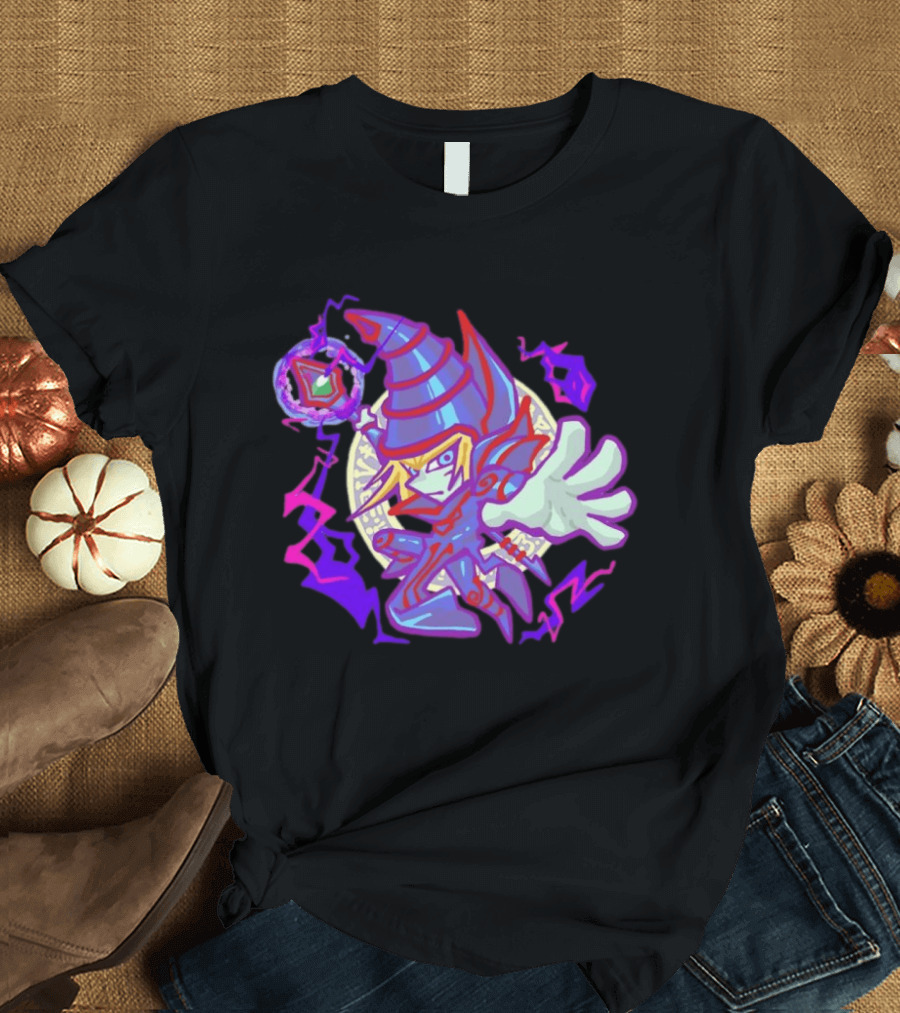 Dark Magician Yu Gi Oh Chibi Style Illustration Mystic Energy Sphere T-Shirt